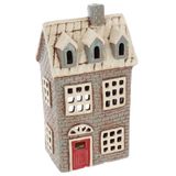 Shudehill Giftware Village Aardewerk Keramische Theelichthouder Bakstenen Huizen Grijs Neutrale Collectie - Betegeld Chateau, Lila of Dormer House (Brick Dormer)