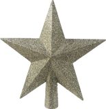 Decoris kerstboom piek - ster vorm - olijf groen - glitter - 19 cm - kunststof