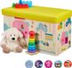 Relaxdays speelgoedkist - 50 liter - dieren - opbergmand - speelgoedmand kinderkamer - geel