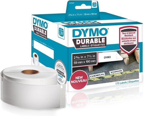 DYMO LW Duurzame Labels - 59 x 190 mm - Wit - Polypropyleen - 170 labels