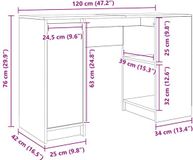 vidaXL Bureau 120x42x76 cm Spaanplaat Ambachtelijk Eikenkleurig