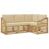 vidaXL - Buiten - bank - set - 4 - st - Wit - en - Beige - Polyester
