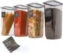 uandu Set van 4 BPA-vrije opbergdozen met deksel, keukenorganizer, keukenopslag en organisatie, luchtdichte voorraaddozen, voorraaddozen - grijs