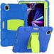 Vind met ondersteuning voor Samsung Tab A7 2020 T500 T505, duurzaam, hybride, schokken, resistent, drie-laags, siliconen beschermhoes voor kindertablet (blauw + geelgroen)