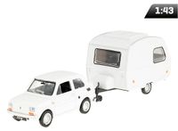 Fiat 126p met aanhanger "Niewiadów Camping", blanc