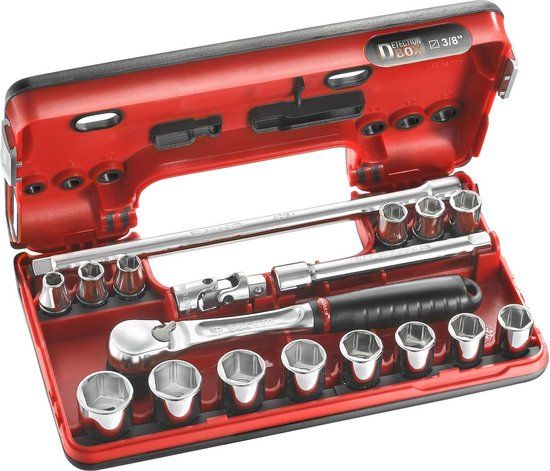 Facom Compact 3/8" Socket Set 6-point with Ratchet - 18-piece