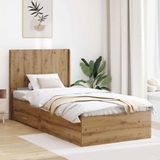 vidaXL Bedframe met opbergruimte en hoofdbord - Artisanaal eiken