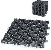 Garronda Grindmat berijdbaar 10 pièces (2,5 m²) 50x50x4 cm plastique – grille de parking, stabilisation de gravier, système de drainage, système de clic GD-GAR-17001 noir