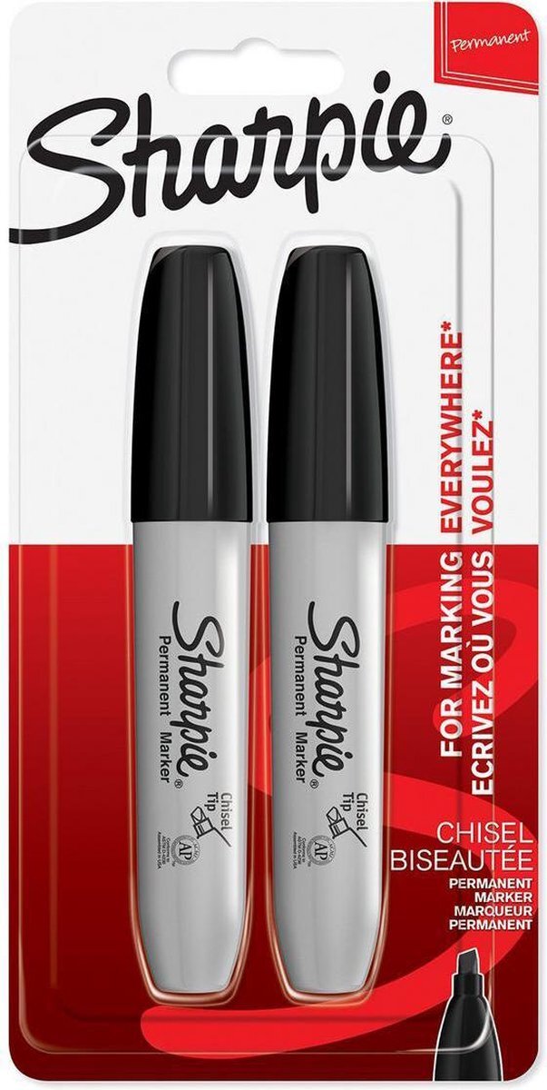 Sharpie markeer stift Keilspitze Chisel 1.5-4.5mm zwart 2er Blister