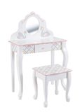 Teamson Kids Houten Kaptafel Kinderen - Tafel en Stoel Set - Zwanenmeer Ontwerp - Wit/Roze