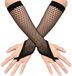 OEM Bol Fingerless Net Gloves, 1 Pair Black Net Gloves for Women Lace Net Gloves Finger Ring Net Gloves for Women Girls 80s Theme Party Dresses, Black