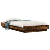 vidaXL - Vloerbedframe - Gerookt - eiken - 80 - x - 210 - cm - Bewerkt - hout