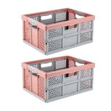 keeeper Vouwkrat lea, stevig, professioneel, met zacht aanvoelende handgrepen, 48,5 x 35 x 23,5 cm, 32 l, rood (Nordic Red), 2 stuks