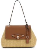 GUESS Maggie Straw Flap Shoulder Bag Natural / Caramel bruine