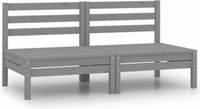 vidaXL - Canapé de jardin central - 2 - pièces - bois massif - pin - gris