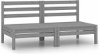 vidaXL - Canapé de jardin central - 2 - pièces - bois massif - pin - gris