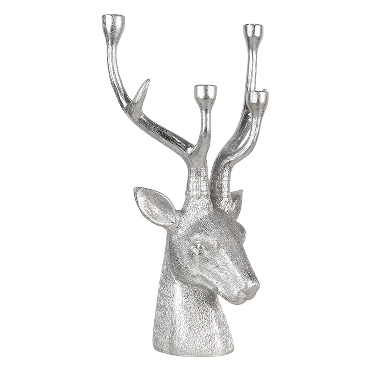 Clayre & Eef kandelaar rendier 29*20*49 cm zilverkleurig polyresin