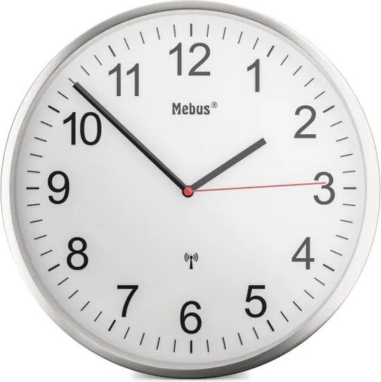 Mebus Wandklok Radiocontrol 30cm - Wit - Radiogestuurd