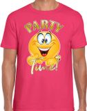 Bellatio Decorations Foute party t-shirt voor heren - Party Time - roze - carnaval/themafeest S