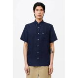 Lacoste regular casual overhemd met linnen donkerblauw