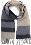Profuomo Sjaal Wol Colourblock Blauw Grijs Beige