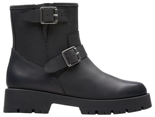 Clarks Ledwick Haley Womens Black Oily Lea, 7.5