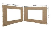 Quick Star 2 Seitenteile mit PE Fenster zu Blätterpavillon 3x3 Sable, 300x197 cm