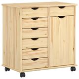 vidaXL Rollende kast 63,5 x 39 x 65,5 cm Massief vurenhout Bruin