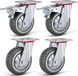 Set de 4 roulettes de meubles - Charge lourde, roulettes pivotantes - Roues en caoutchouc - 600 kg par roue - Rotation 360° avec double frein - Argent