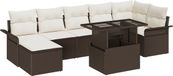 vidaXL Tuinbank Set 8-delig Bruin Poly Rotan