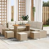 Prolenta Maison Exclusive - Ensemble de canapé de jardin, 9 pièces, en résine tressée beige