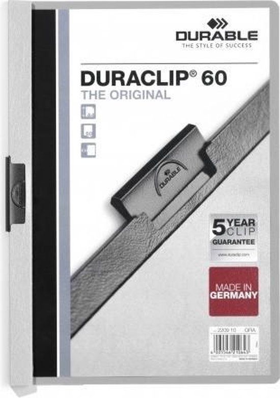 Durable Duraclip klemmap grijs A4 voor 60 pagina's