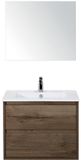 BES LED Porto Badmeubelset 70 cm - Tabacco - Keramische Wastafel Wit Slim met Spiegel