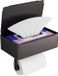 Porte-rouleau de papier toilette sans marque avec boîte pour lingettes humides, acier inoxydable, noir mat