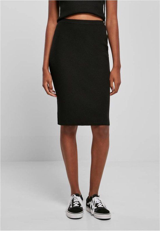 Urban Classics Rib Knit Midi Rok - Zwart - 4XL - Dames