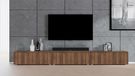 AX LIVING meuble TV, design moderne, modèle Loriano, 300 cm de large, modèle autoportant, couleur : Nussbaum Warmia