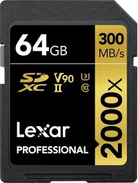 Lexar Professional 2000x 64 GB SDXC UHS-II-kaart - tot 300 MB/s lezen (LSD2000064G-BNNAG)