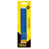 Idena 20013 - Potlood, 4 stuks, hardheid HB, met gompunt, blauw