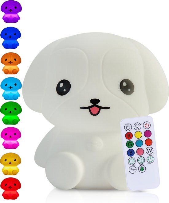 Kadoing Puppy Nachtlamp (Groot) - LED - Met Afstandsbediening - Oplaadbaar