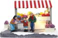 Santaville - Market Stall Flowers with Customers with LED Polyresin