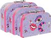 DKD Home Decor Set decoratieve dozen Metaal Lila Karton (28 x 9,5 x 20 cm)