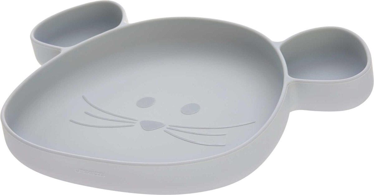 Lässig Section Plate Silicone - Little Chums Mouse Grey - Lichtgrijs