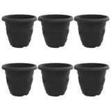 vidaXL Ronde Bloempot - 6 stuks - Zwart - Ø 34 x 28 cm - Kunststof