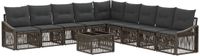 vidaXL Tuinbank - Set - 10 - st - Grijs - poly - rattan