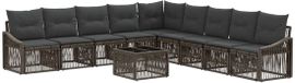 vidaXL Tuinbank - Set - 10 - st - Grijs - poly - rattan