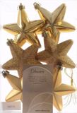 Merkloos Ambiance Christmas Kerstboom decoratie sterren goud 6 stuks 7 cm