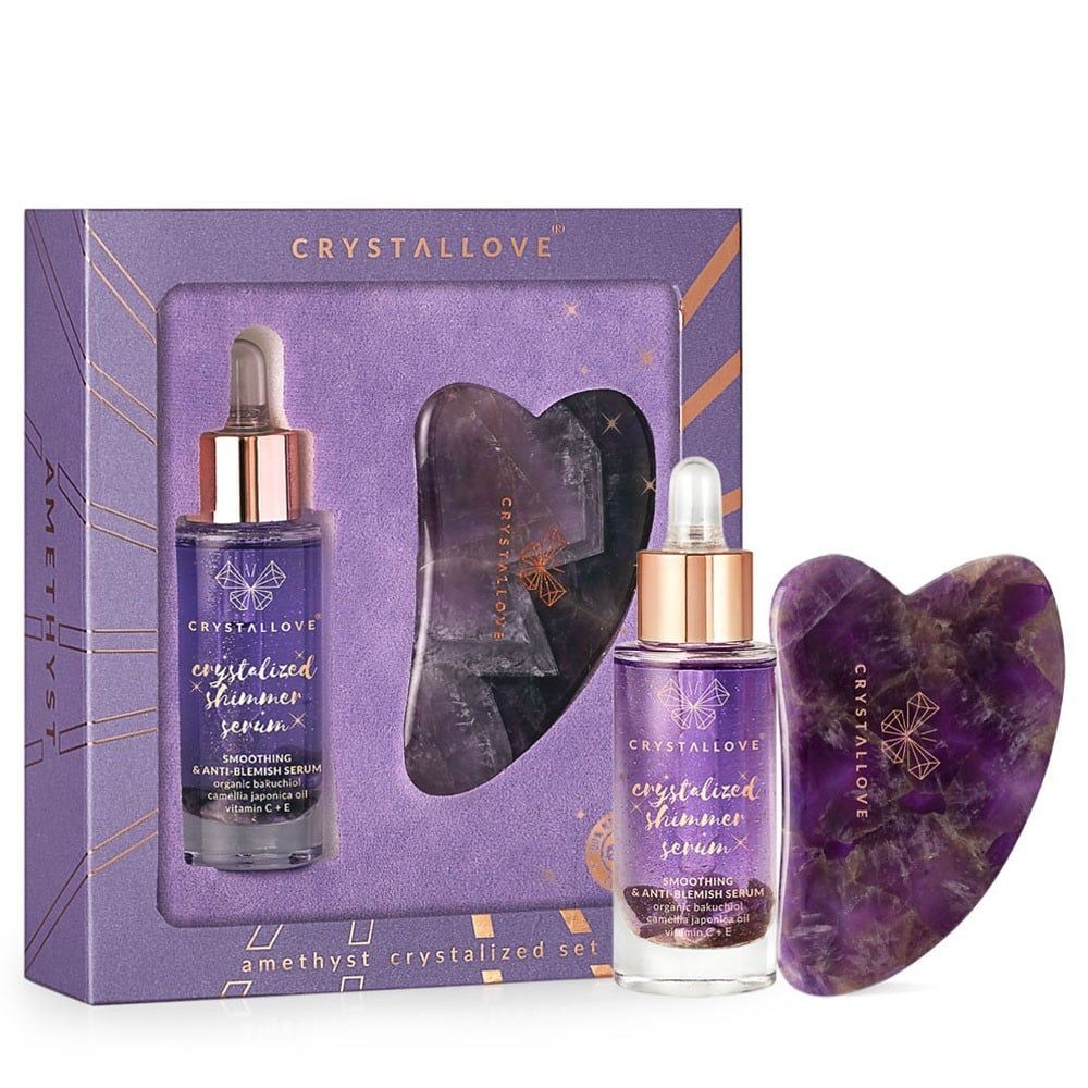 Crystallove Amethyst Crystalized Set: Serum + Gua Sha