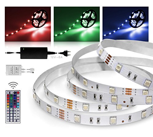 STARKlicht LED-strips 10 m RGB set met stekkeradapter en infrarood afstandsbediening