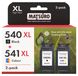 Canon Cartouches d'encre 540 541 XL, pack de 2 (1x noir, 1x couleur) pour imprimantes Pixma