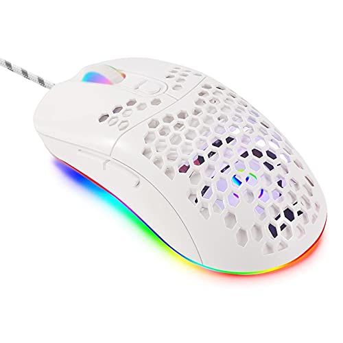 Gaming Mouse - 7200DPI - USB - Honeycomb Shell - RGB LED - White - Type C